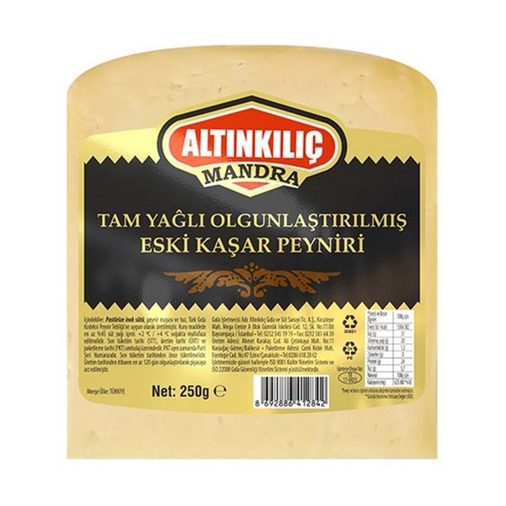 ALTINKILIÇ MANDIRA ESKİ KAŞAR PEYNİRİ 250 GR