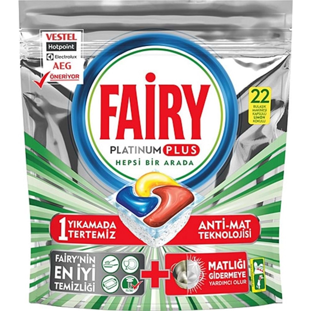 FAİRY PLATİNUM BULAŞIK MAK. TAB. 22'Lİ