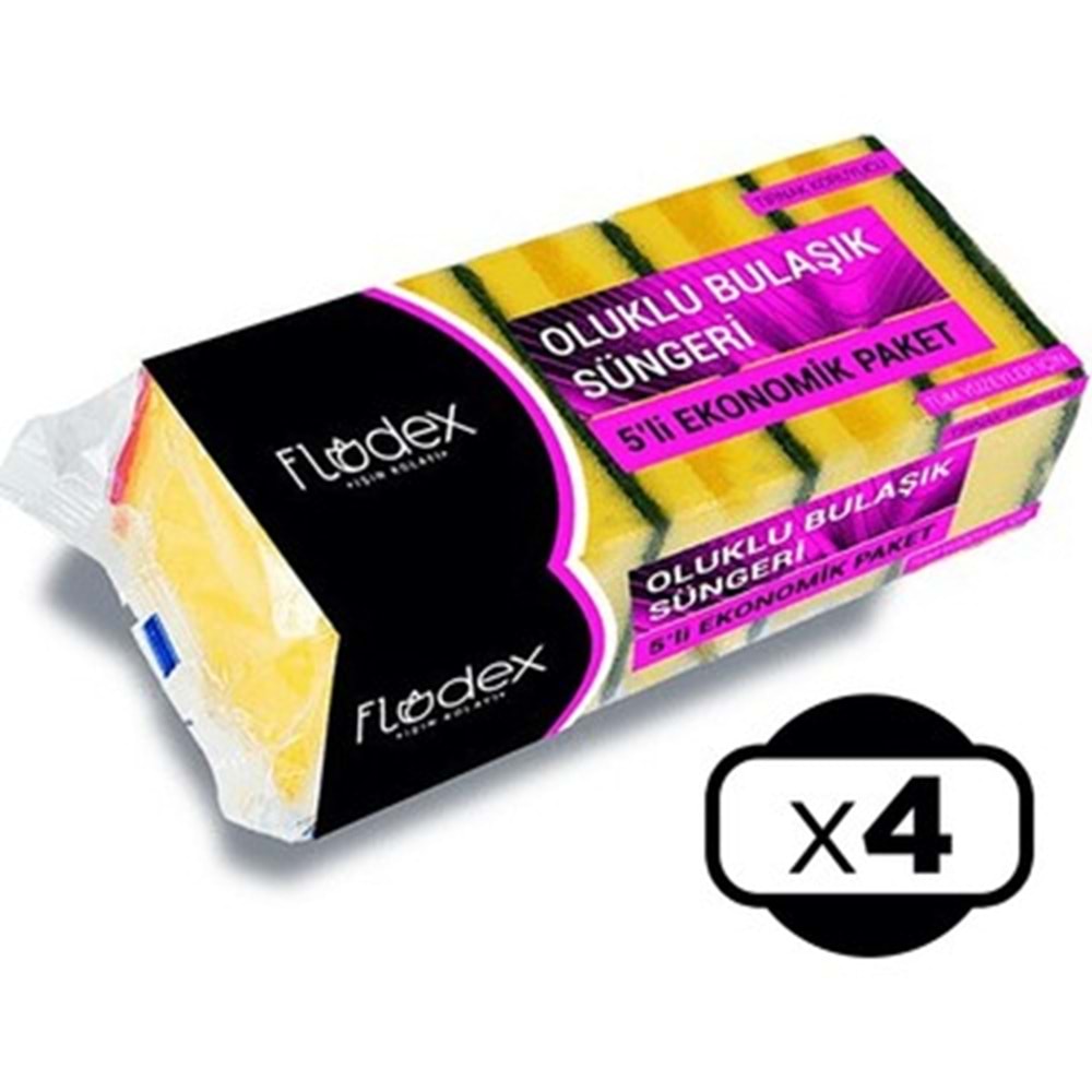 FLODEX 4'LÜ OLUKLU BULAŞIK SÜNGERİ