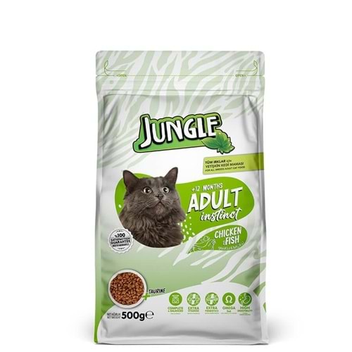 JUNGLE YETİŞKİN KEDİ MAMA TAVUKLU BALIKLI 500.GR