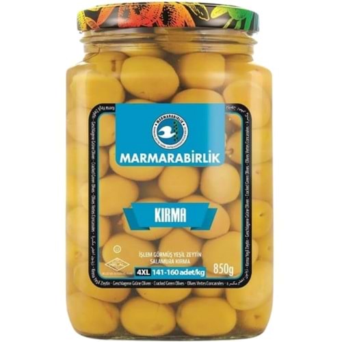 MARMARABİİRLİK KIRMA YEŞİL ZEYTİN CAM 141-160 850 GR