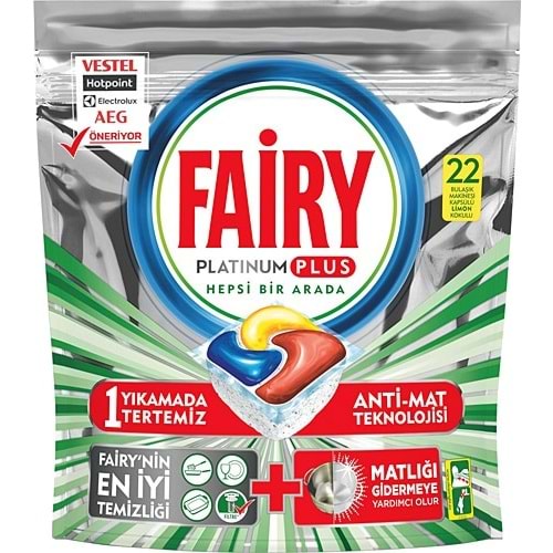 FAİRY PLATİNUM BULAŞIK MAK. TAB. 22'Lİ