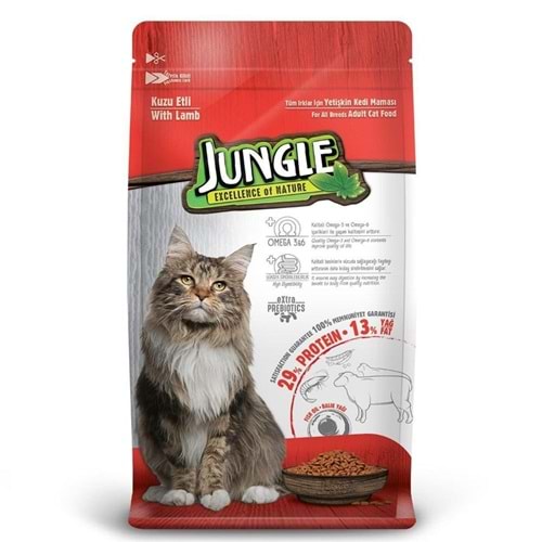JUNGLE YETİŞKİN KEDİ MAMA KUZULU 1,5.KG