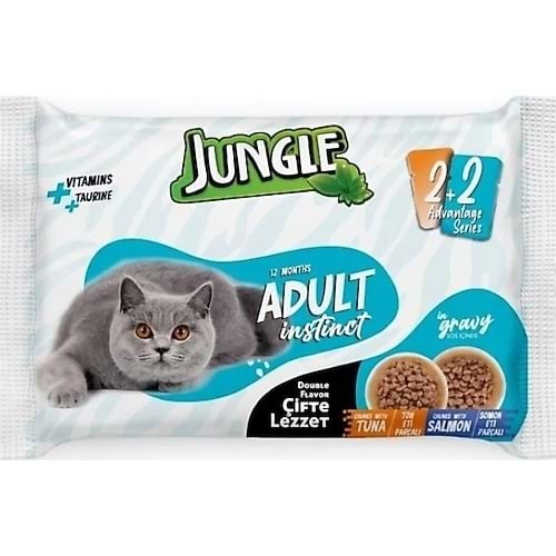 JUNGLE CİFTE LEZZET TON VE SOMON ETİ PARCACIKLI 4X100 400 GR