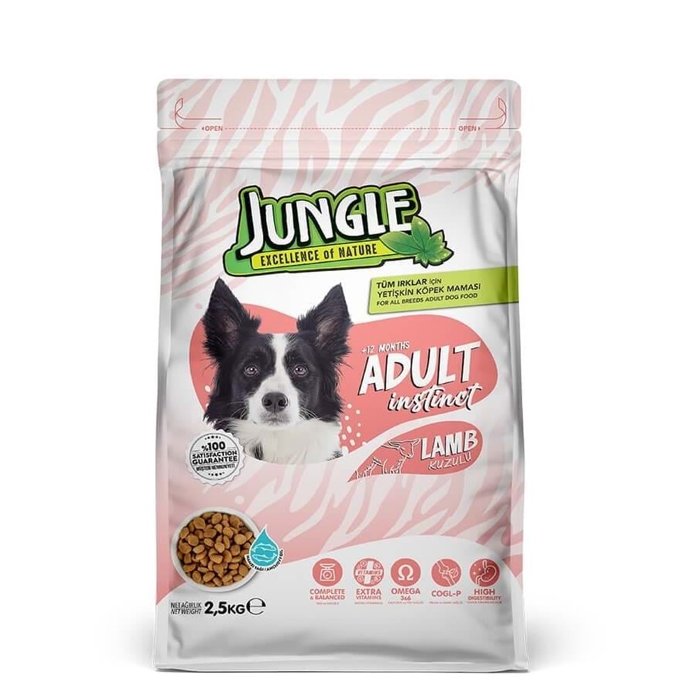 JUNGLE YETİŞKİN KÖPEK MAMA KUZULU 2,5.KG