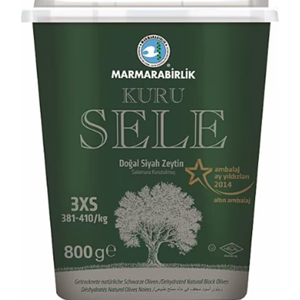 MARMARABİRLİK KURU SELE SİYAH ZEYTİN (3XS) 800 G