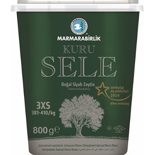 MARMARABİRLİK KURU SELE SİYAH ZEYTİN (3XS) 800 G