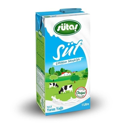 SÜTAŞ SÜT YARIM YAĞLI 1.LT