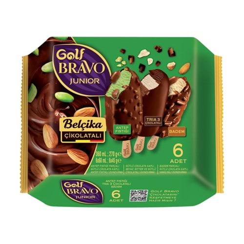 GOLF BRAVO JUNİOR BELÇİKA ÇİKOLATA BADEM 6 ADET 270 G