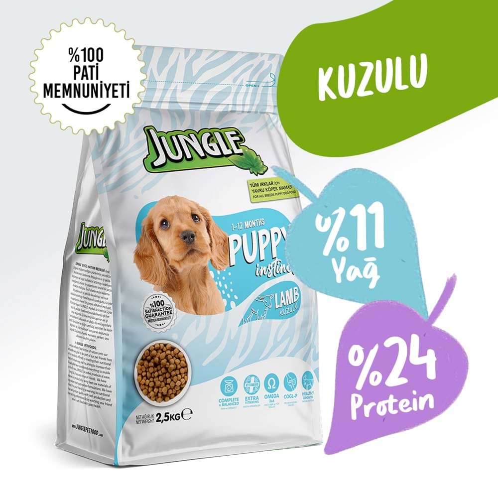 JUNGLE KUZU ETLİ YAVRU KÖPEK MAMASI 2,5K