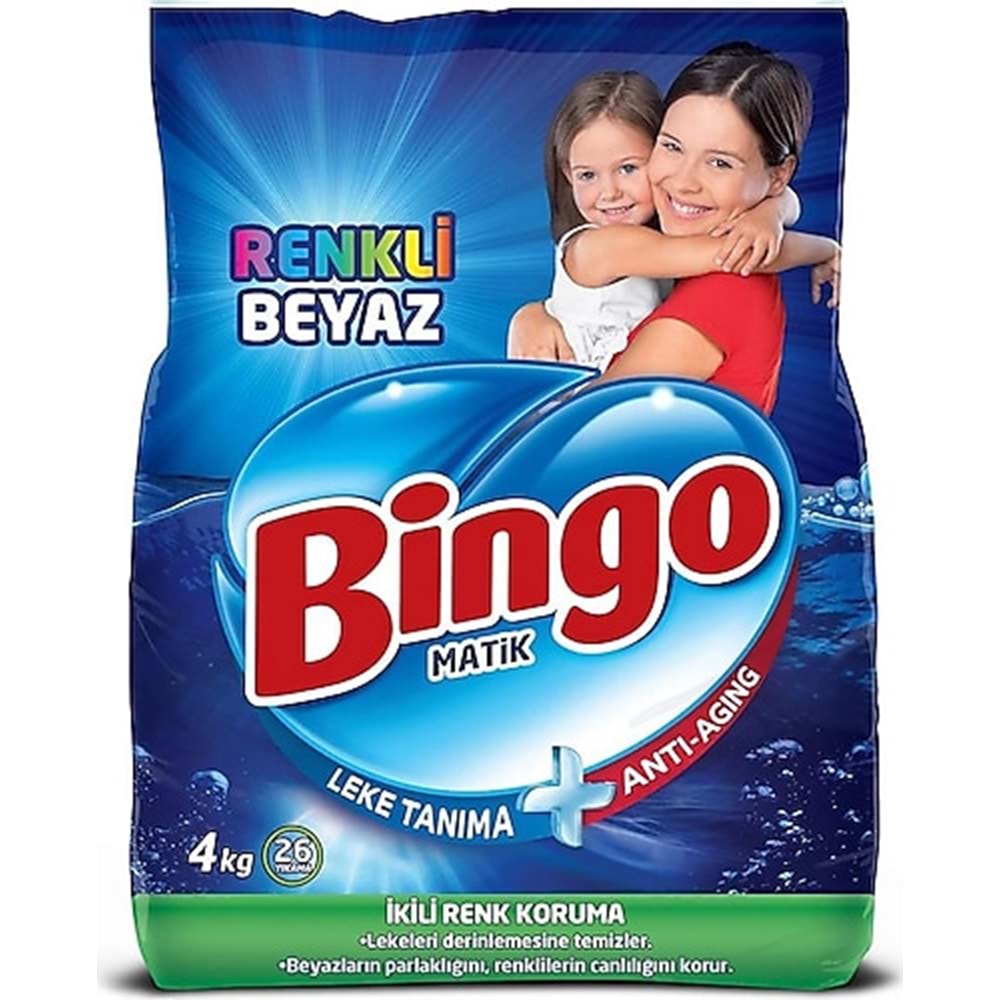 BİNGO BEYAZ VE RENKLİ Ç. DET. TOZ 4 KG